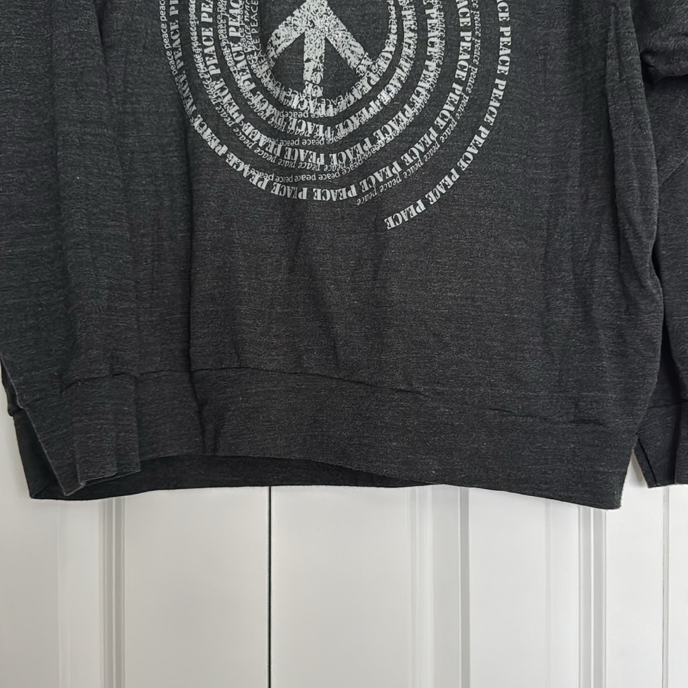 Black Peace Sign Women's Jersey Knitt Top size L - Picture 4 of 4